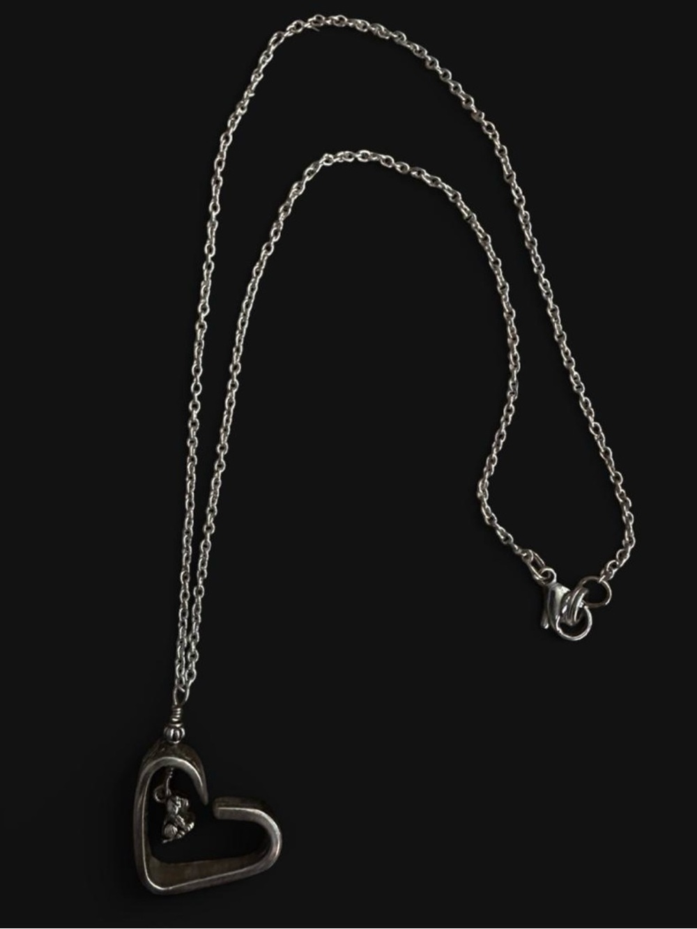 Vintage Heart and Dog Necklace